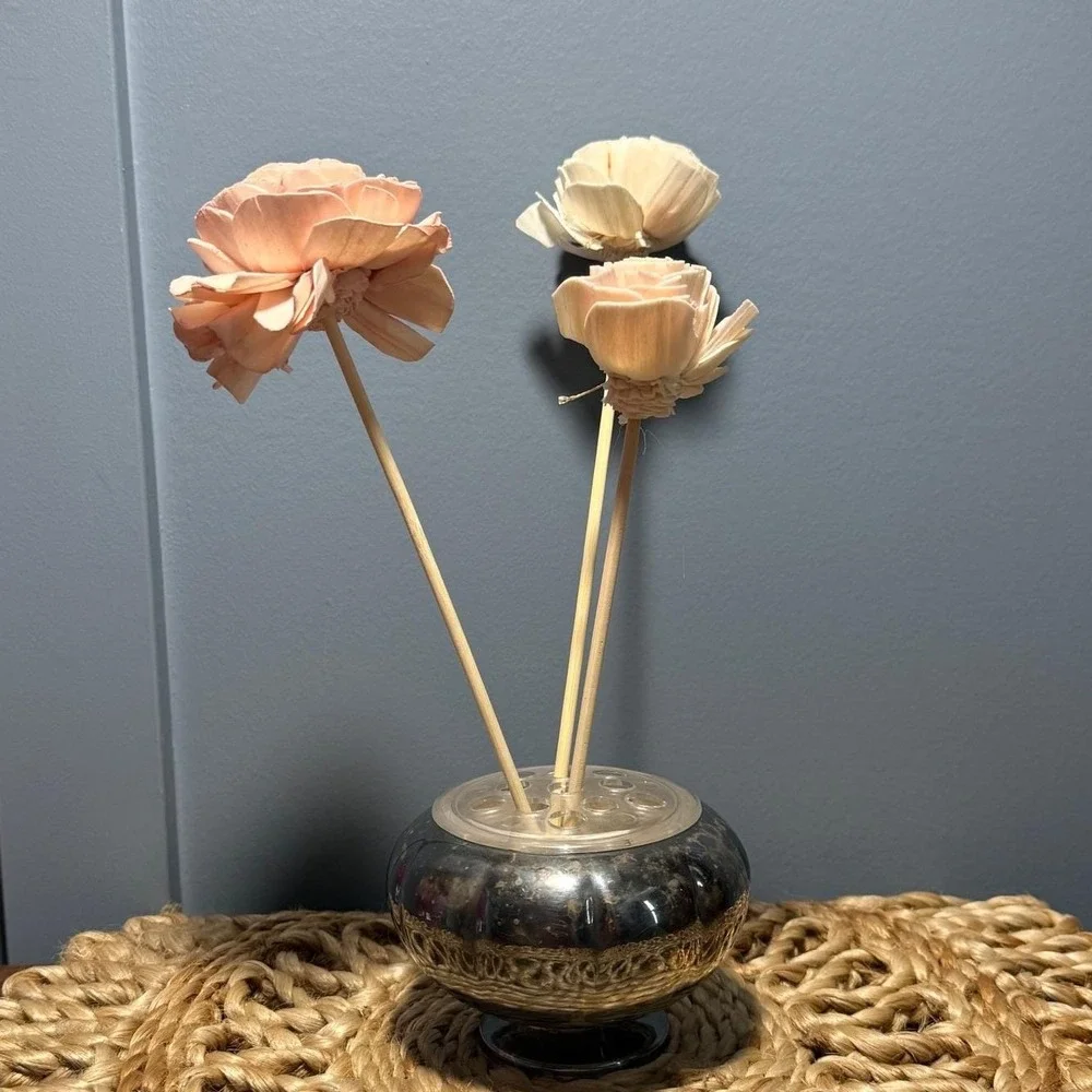 Primrose EP Copper 618 Silver Plated Flower‎ Frog Bud Vase 4 in